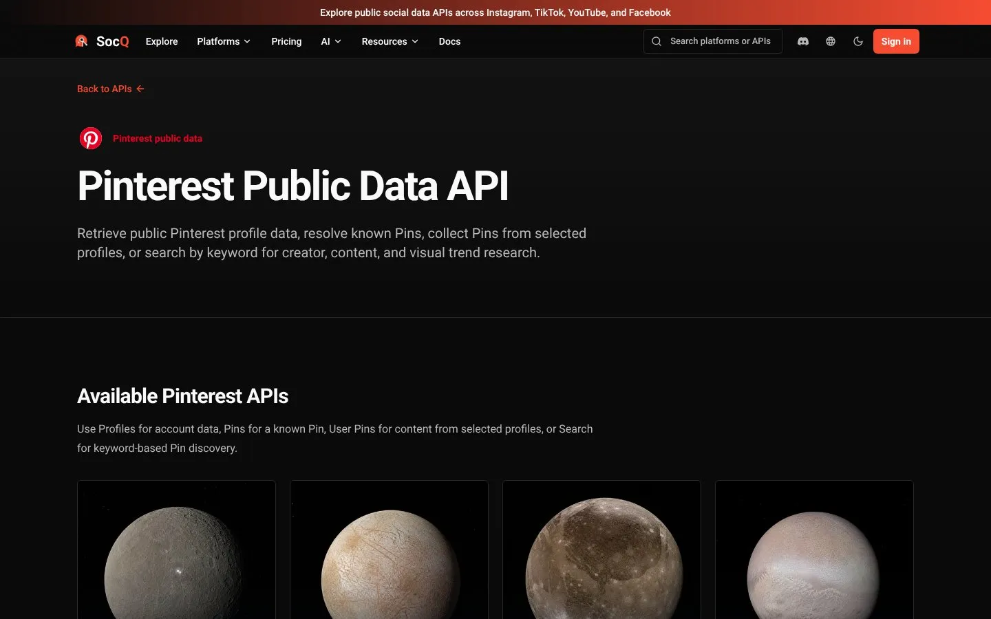 SocQ Pinterest API 网站