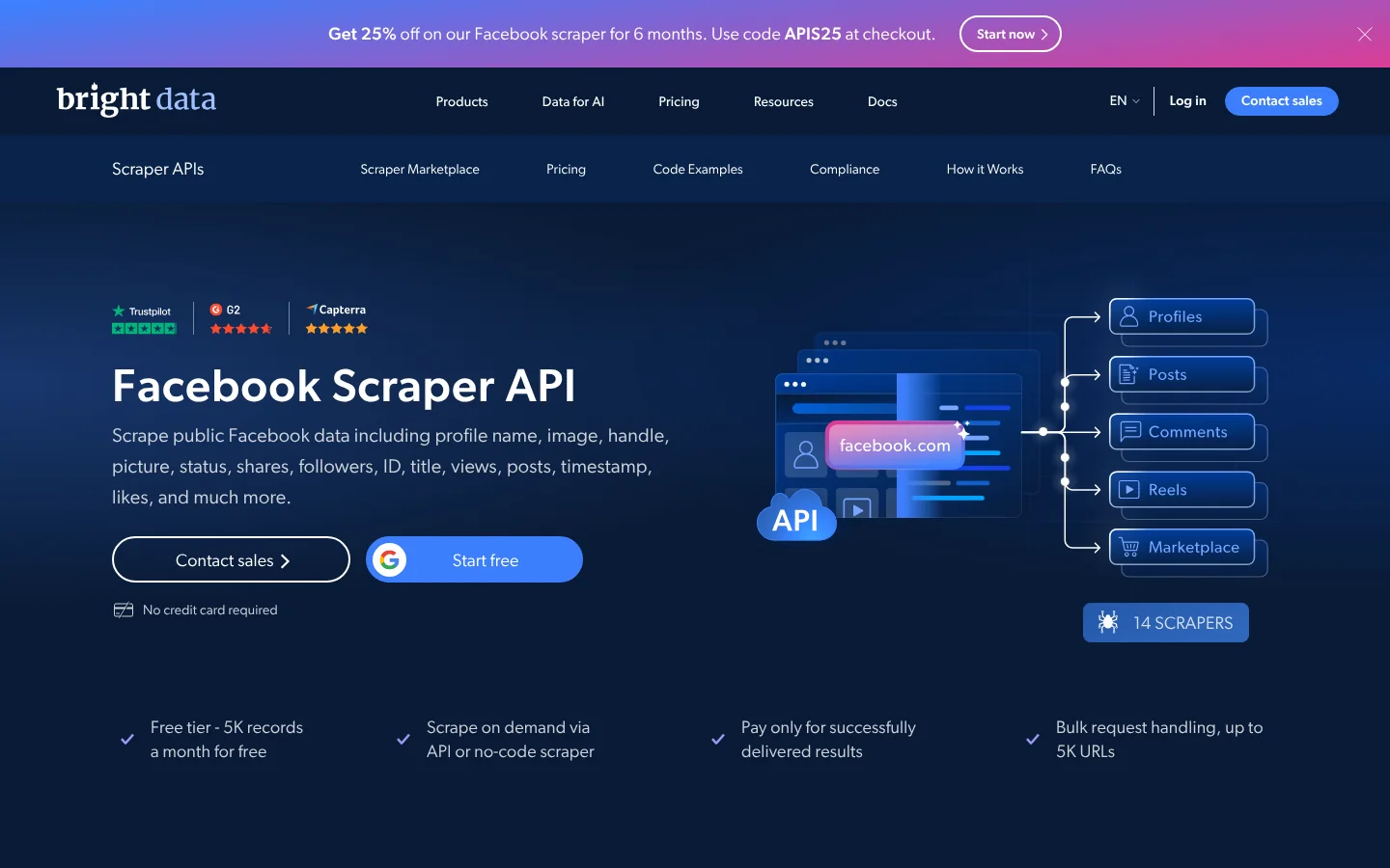 Bright Data Facebook Scraper API website