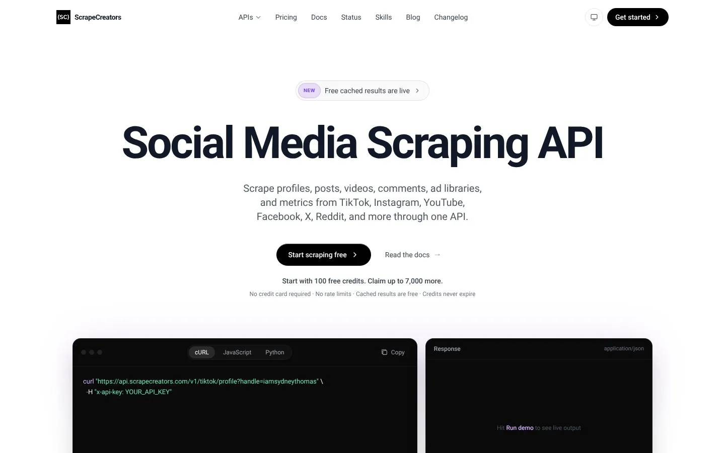 ScrapeCreators website