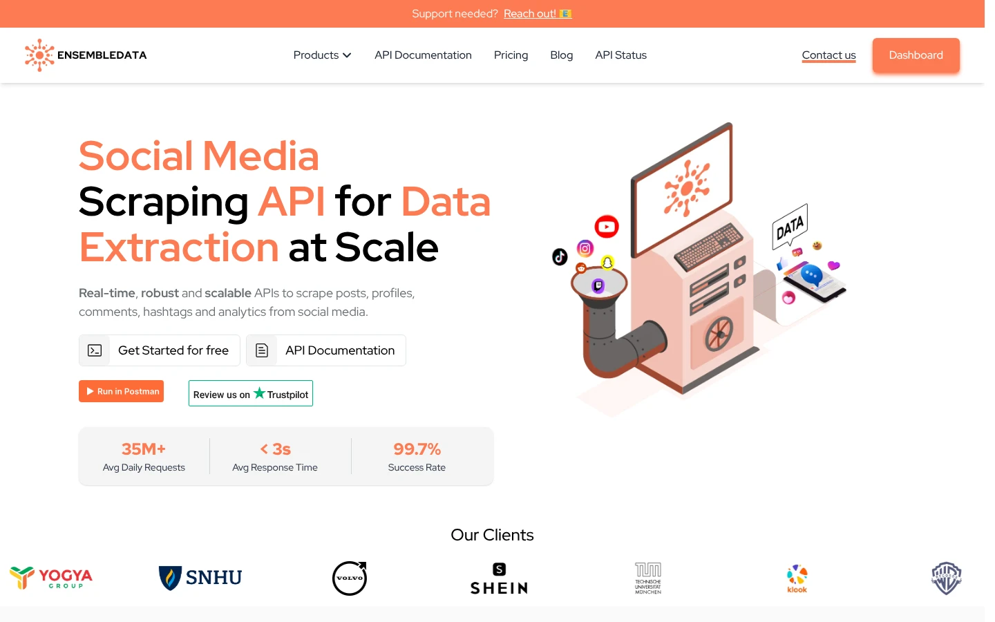 EnsembleData Official website snapshot