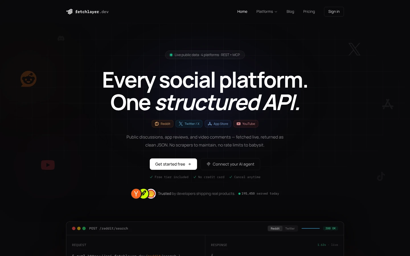 FetchLayer Official website snapshot