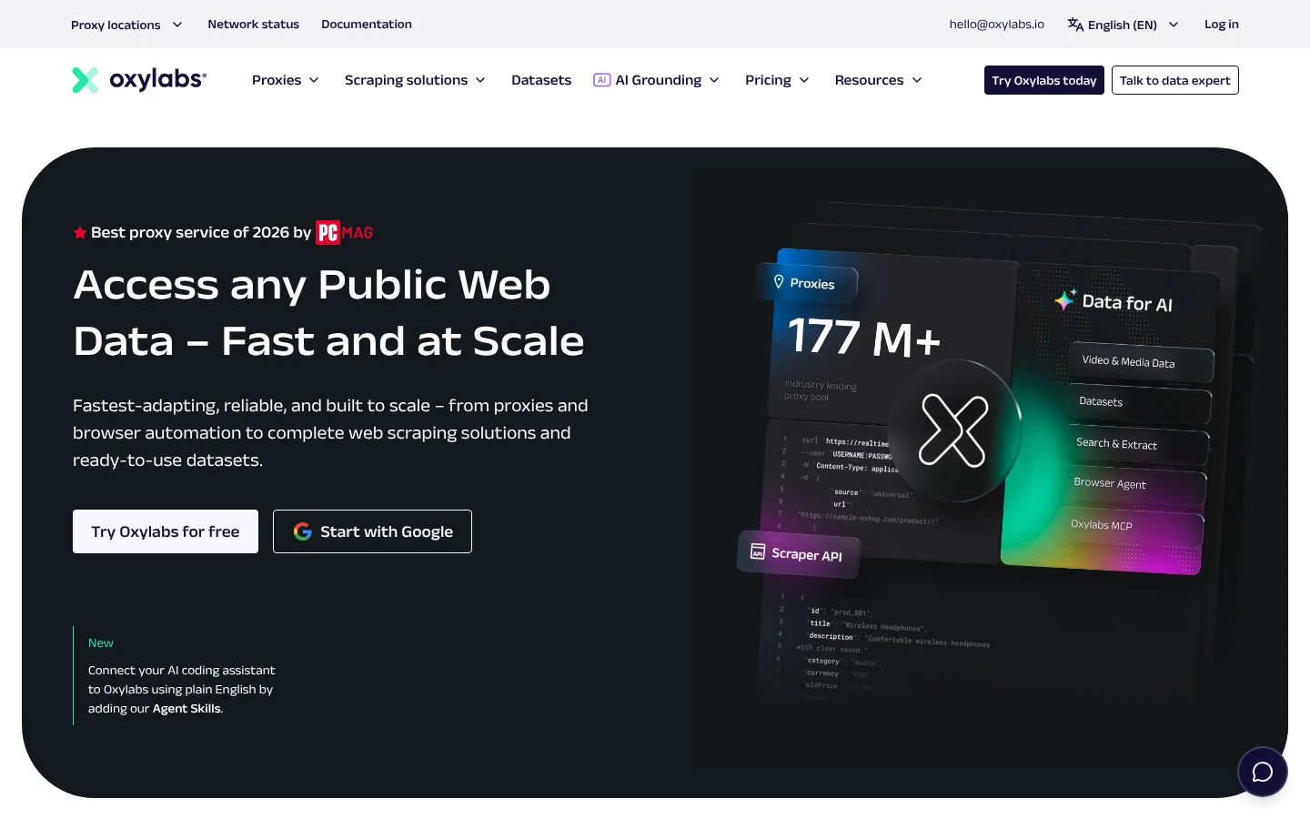 Oxylabs Official website snapshot