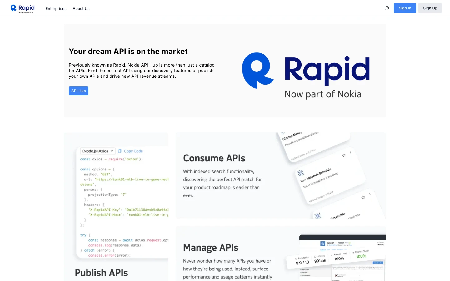 RapidAPI Official website snapshot