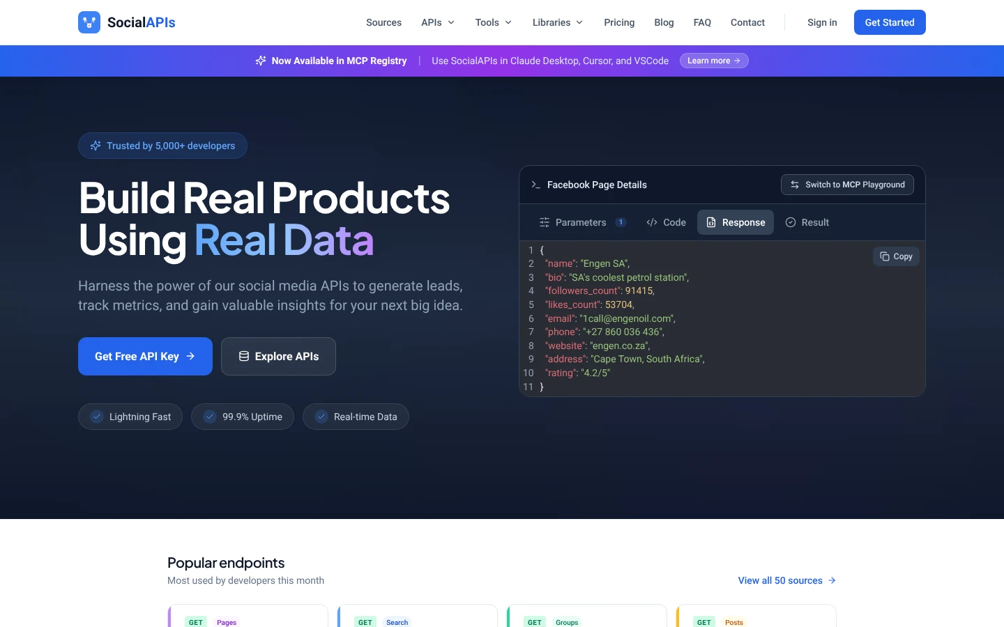 SocialAPIs Official website snapshot