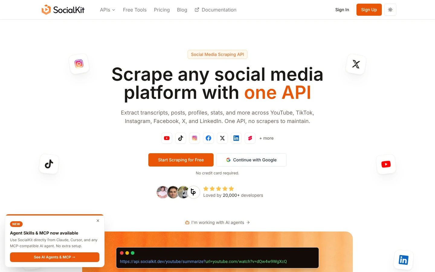 SocialKit Official website snapshot