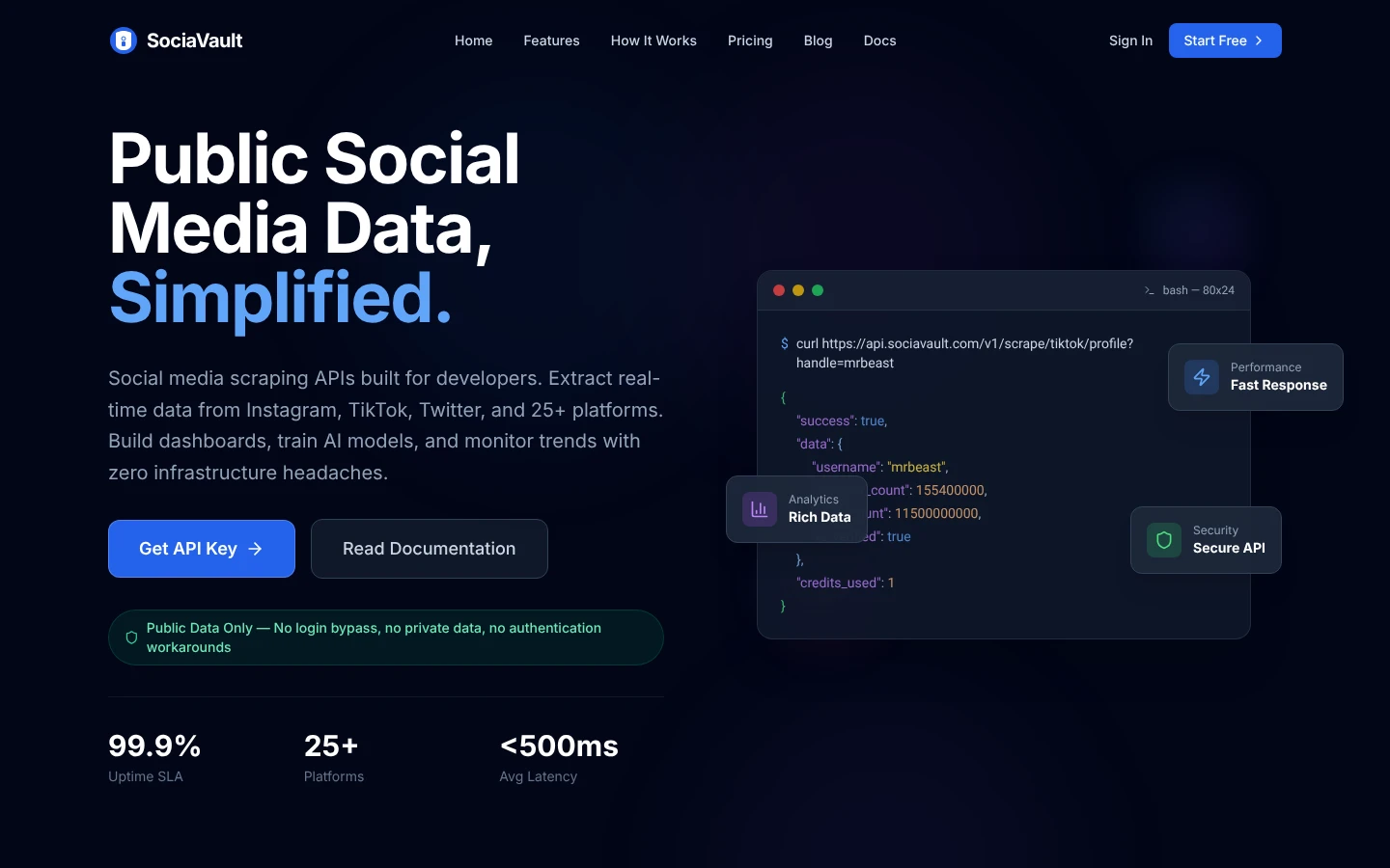 SociaVault Official website snapshot