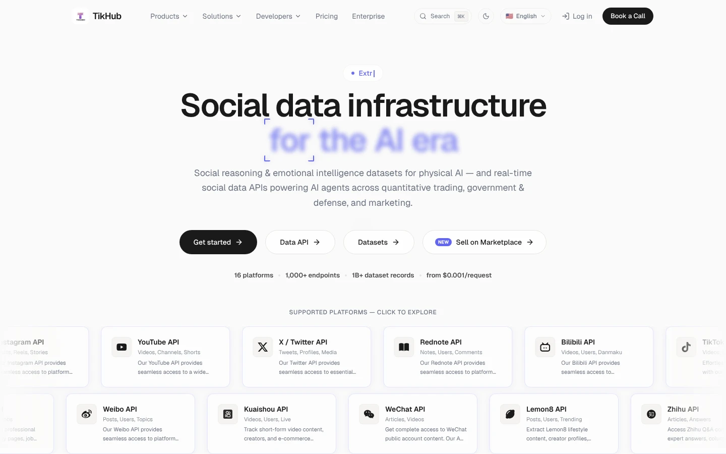 TikHub Official website snapshot